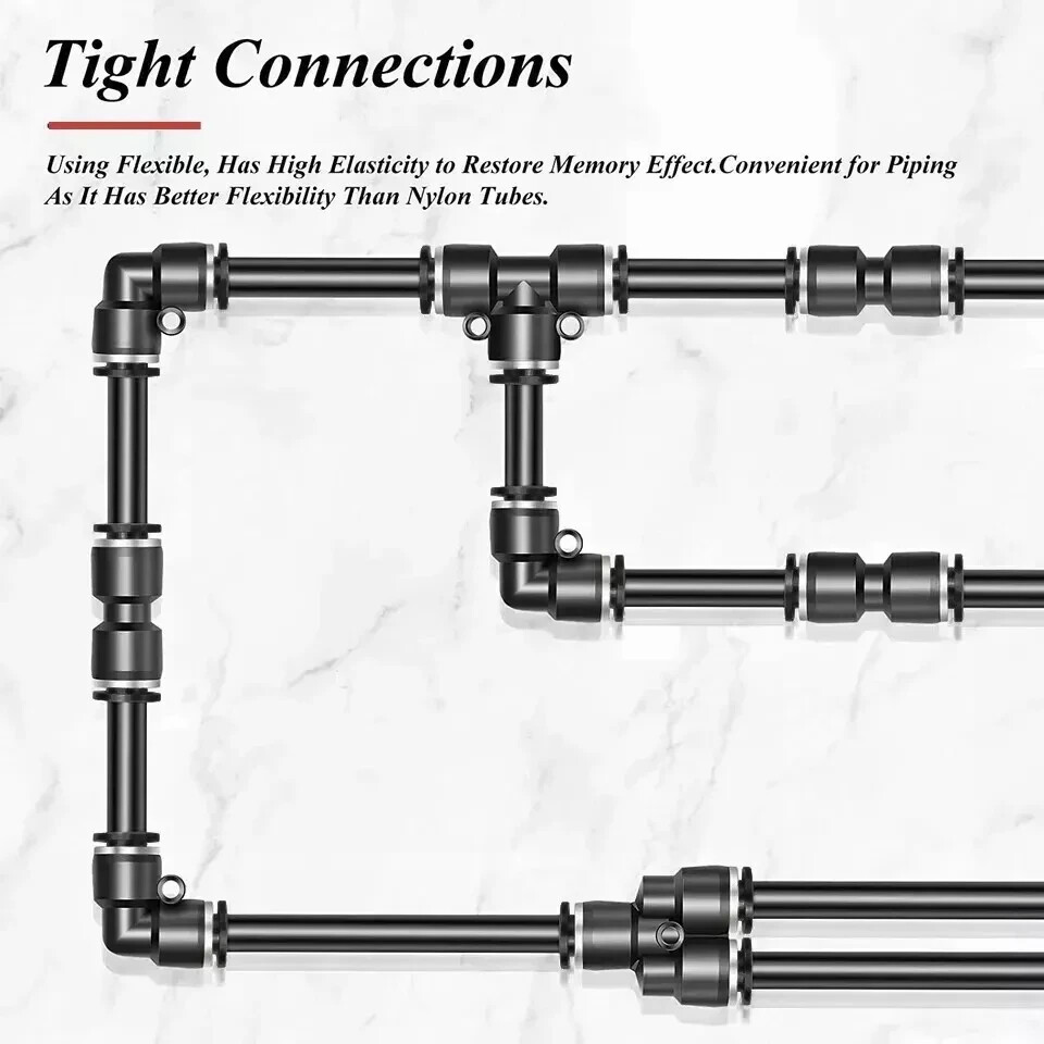 Air Line Tubing Kit 1/4'' OD 50ft Nylon Hose 1/4'' NPT Push to Connect Fittings