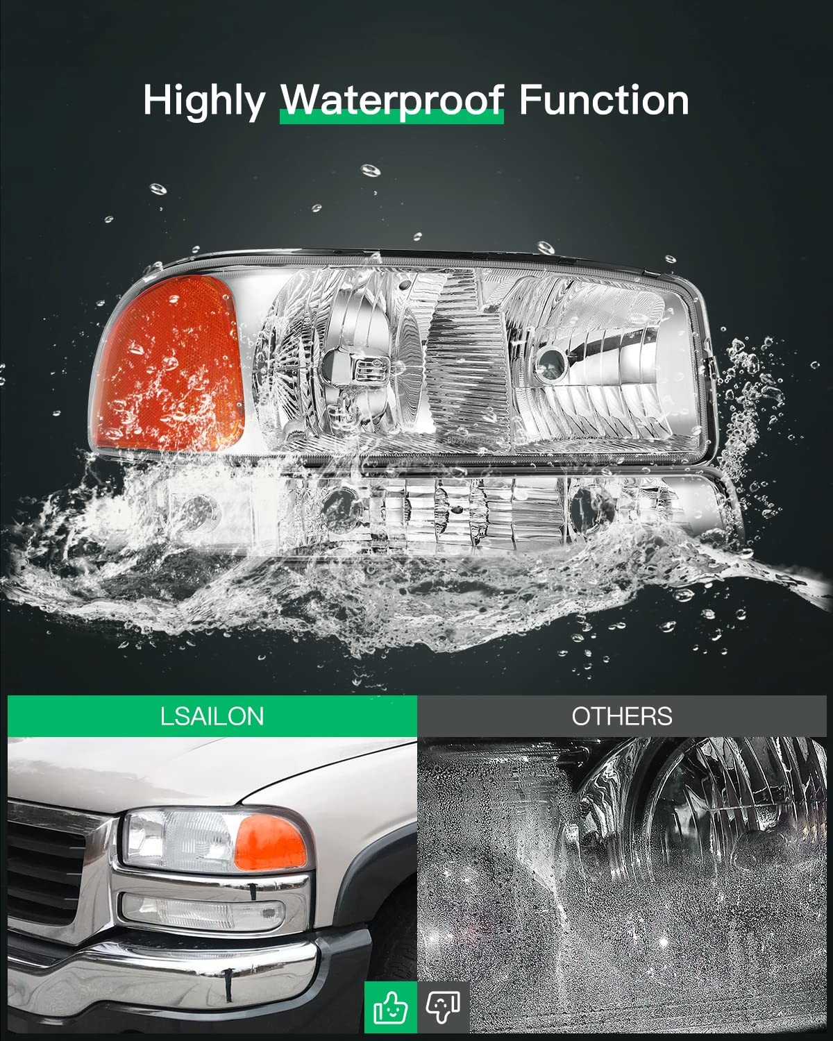 Headlight Assembly For GMC Sierra 1500 1999-2006 Classic 2007 For GMC Sierra