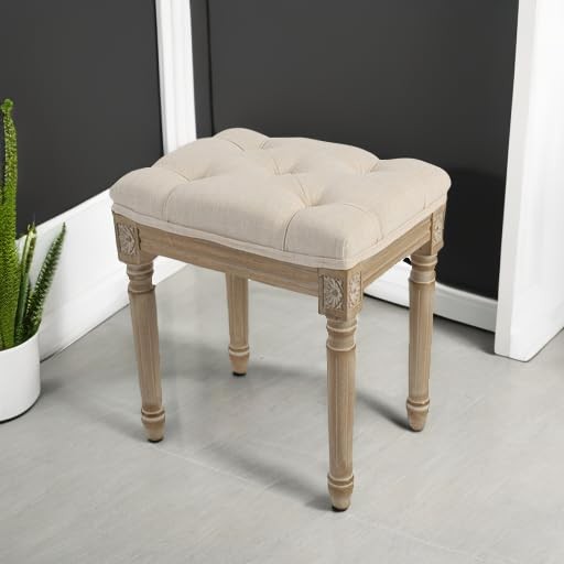 Vanity Stool Upholstered Bench Seat for Makeup Room, Vintage Small Bedroom
