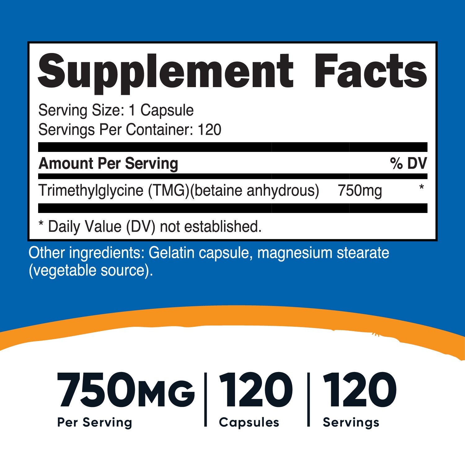 Nutricost TMG 750mg - 120 Capsules