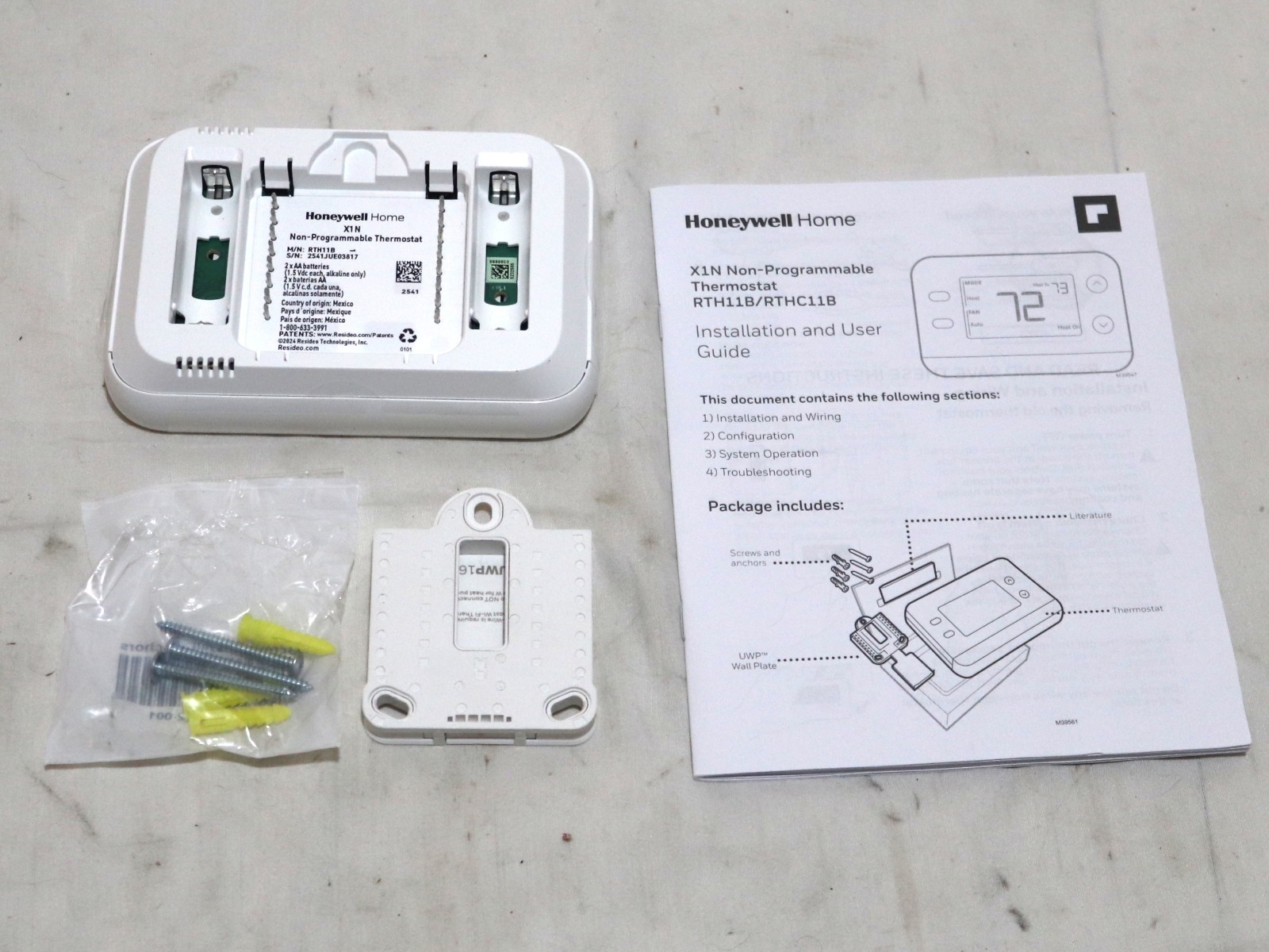 Honeywell Home X1N Non-Programmable Thermostat RTH11B Single-Stage 1-Heat/1-Cool