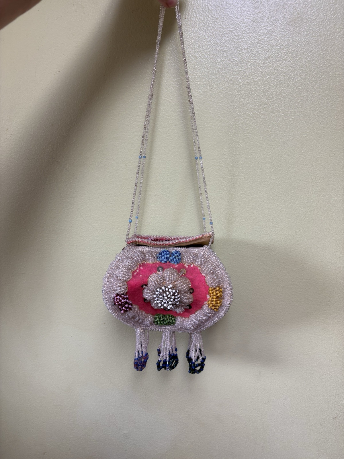 Native American Iroquois Indian Beaded Whimsical Purse Heavy Ornate Vintage