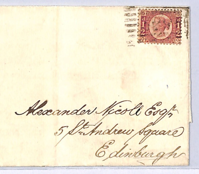 GB QV BANTAM ½d Plate 6 (OO) Cover *TRANENT* Haddington 1875 Edinr Scotland XB50
