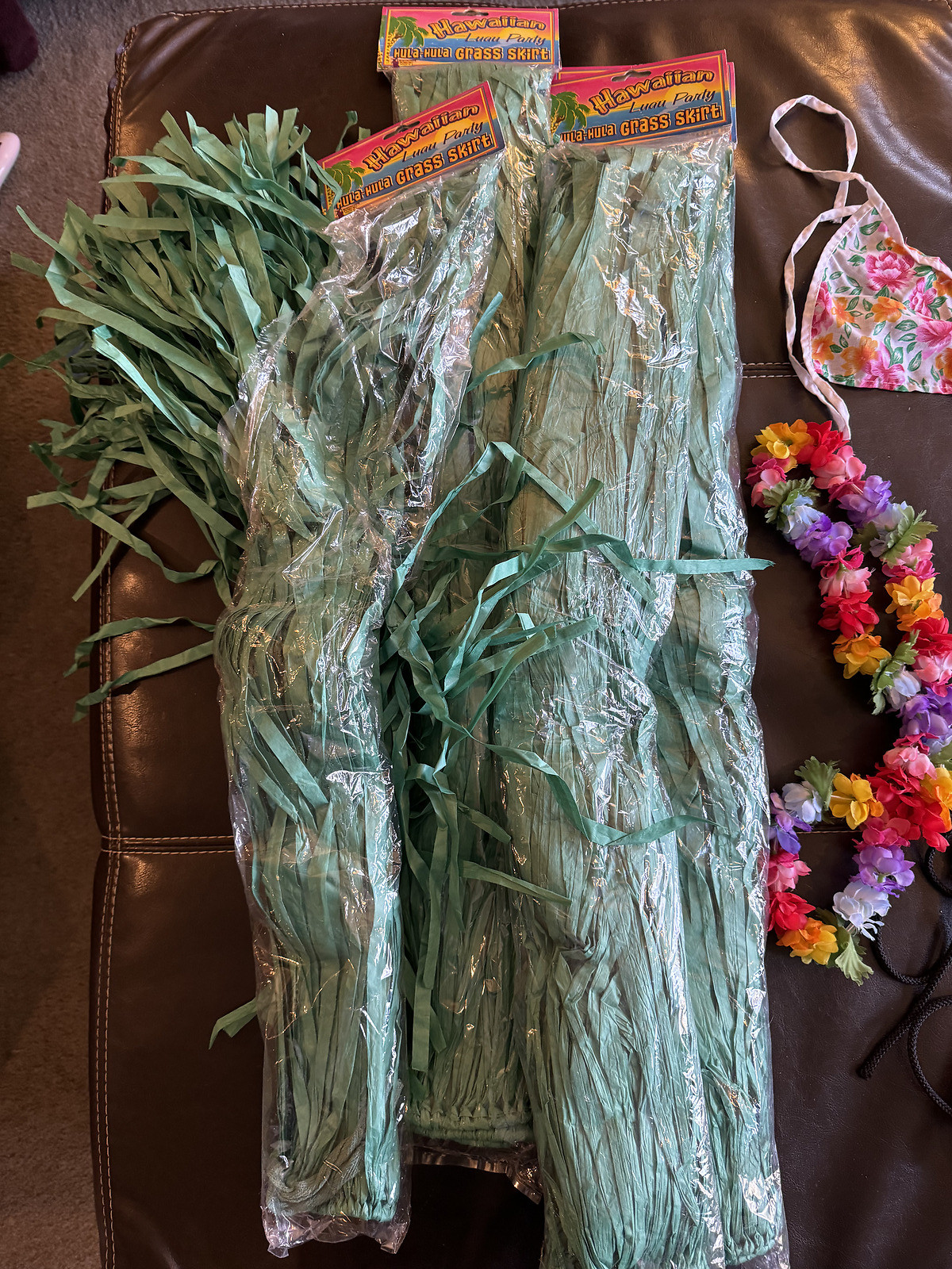 Hawaiian Coconut Shell Bra Luau Lei Hula Mermaid Costume Aqua Bra Grass Skirts