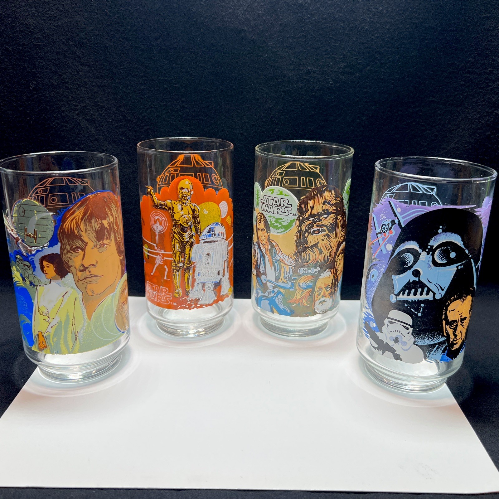 1977 Star Wars A New Hope Coca Cola Burger King Glasses Set of 4 - FREE SHIPPING