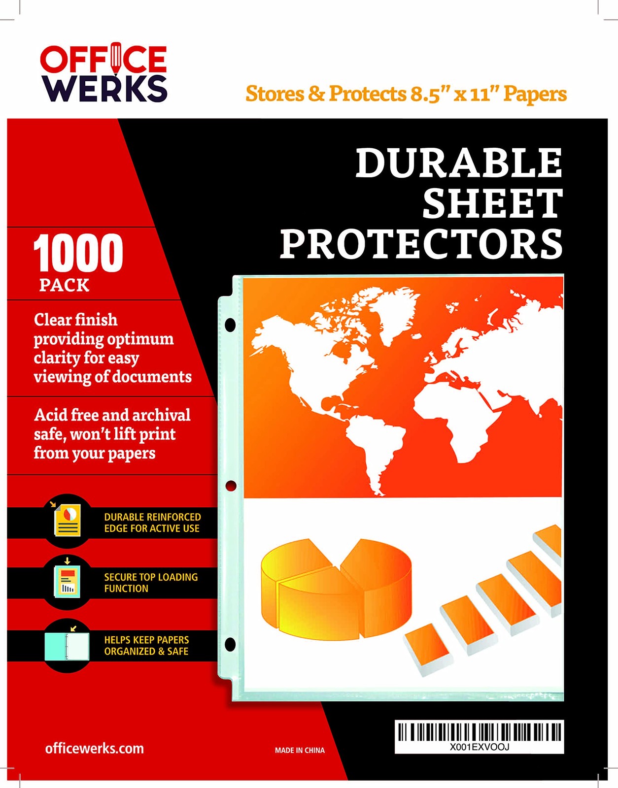 1000 Bulk Sheet Protectors, 8.5 X 11 Inch Clear Page for 3 Ring Binder,35 Micron