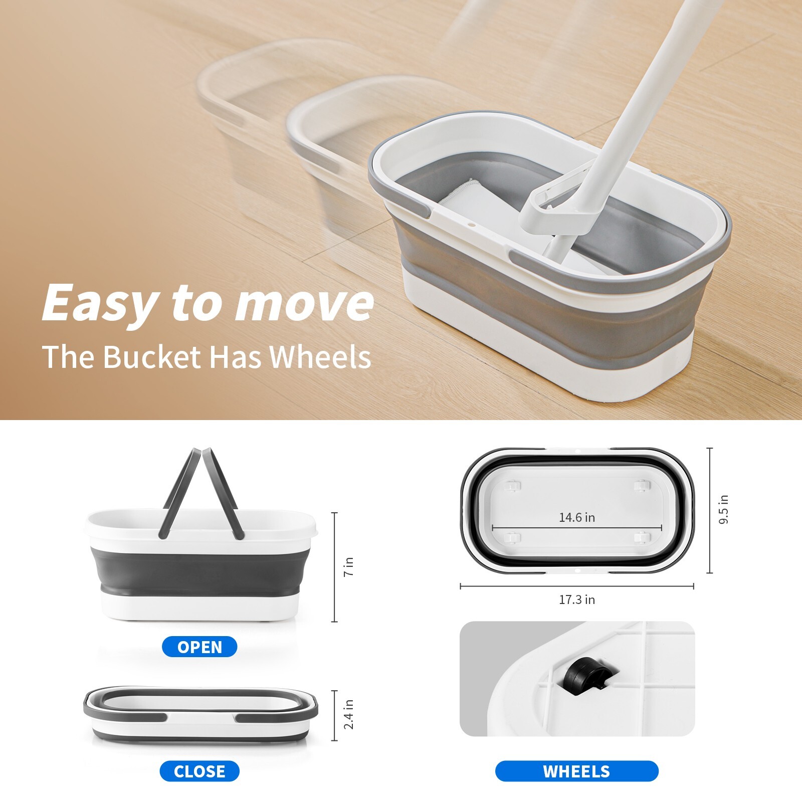 oshang Flat Mop and Foldable Bucket Set. Mops for Floor Cleaning