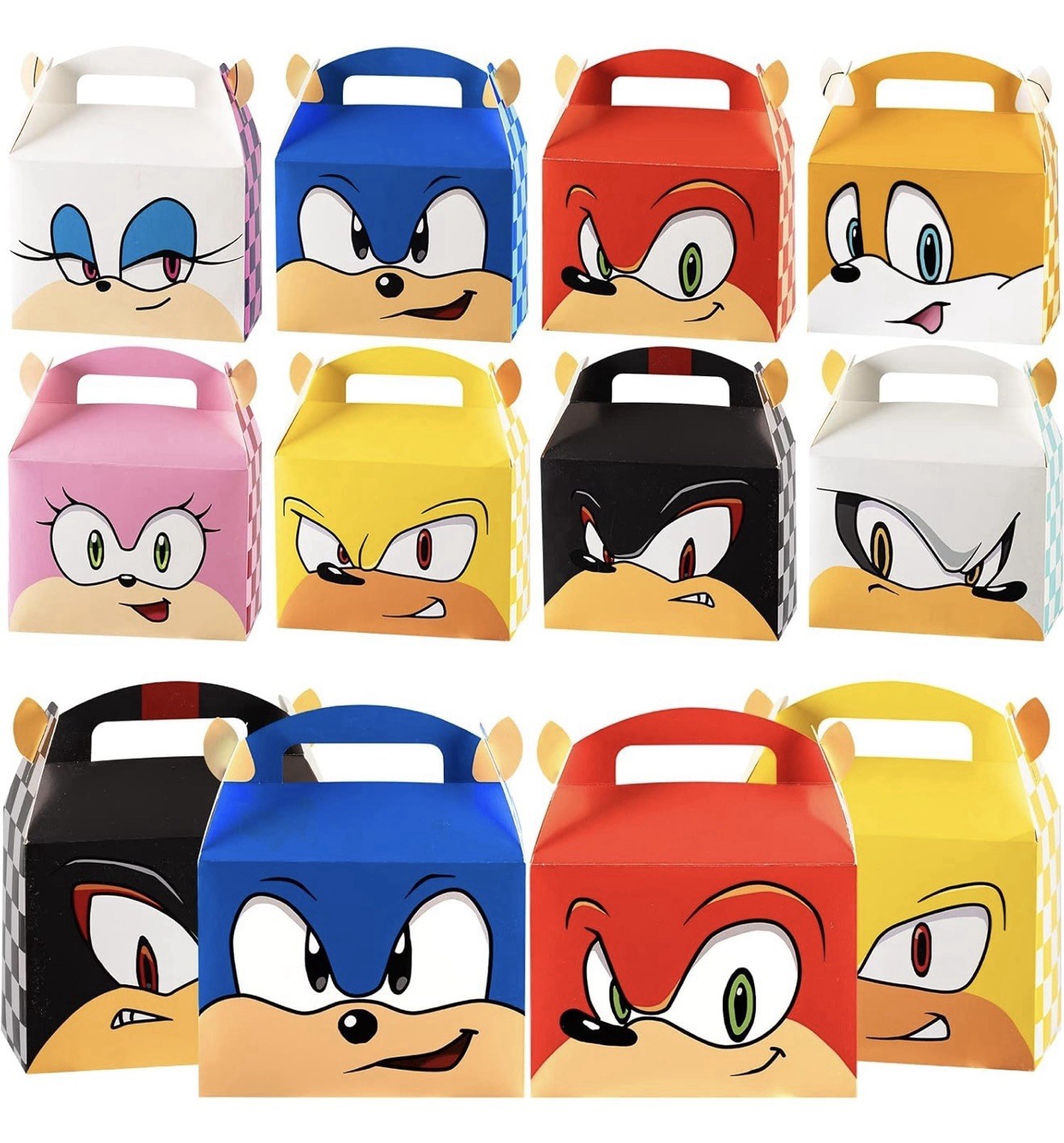 Sonic the Hedgehog Gift Bag/Box Birthday Party Favor 16 PCS 8 Styles 6.5x5x3