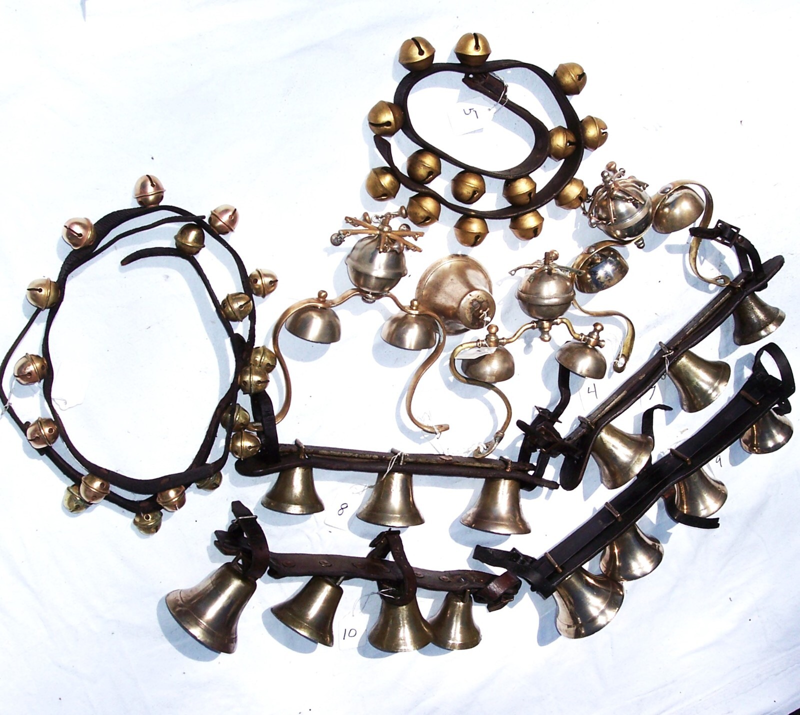 Antique Shaft Sleigh Four Bells Horse Driving Harness Carriage #9