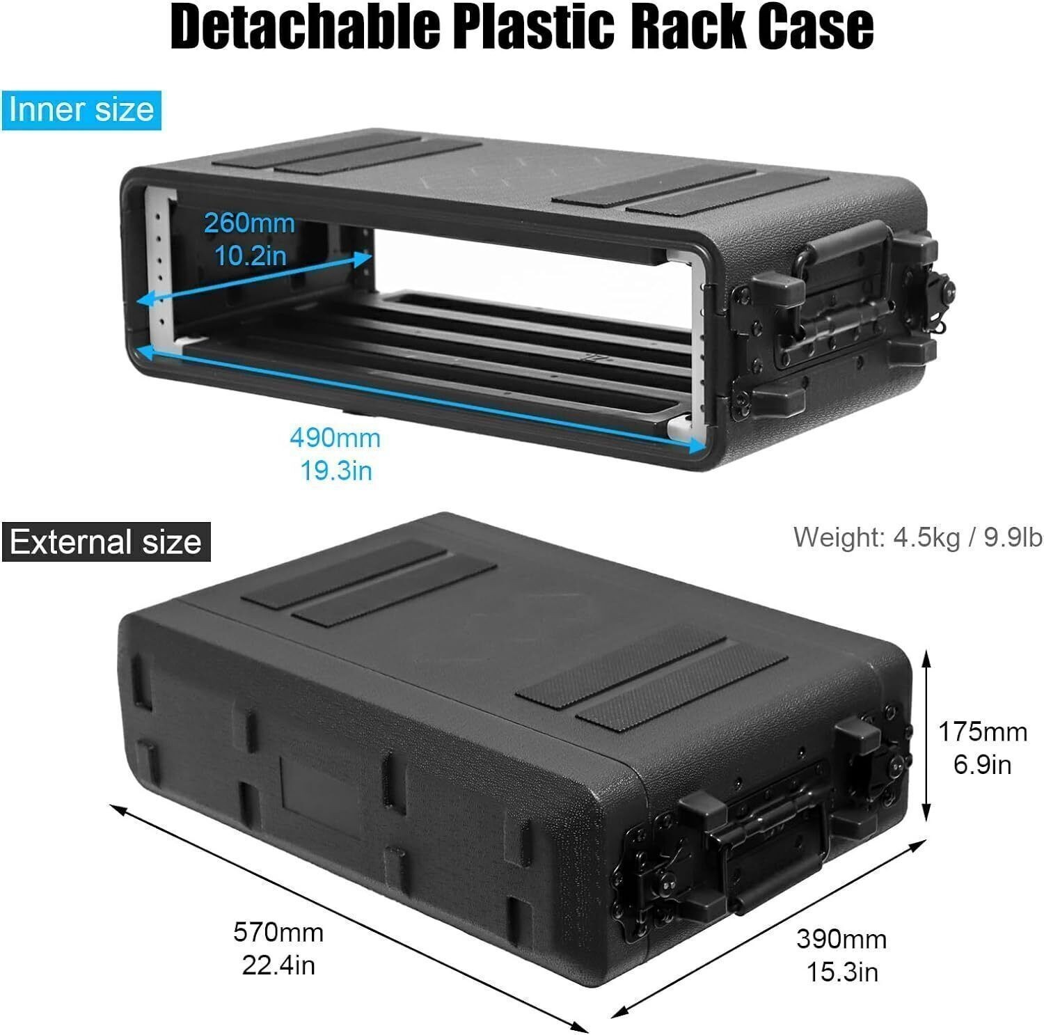 Waterproofing 2 Door W/ Microphone Compartments Rack Mount PC Amp Flight Case US