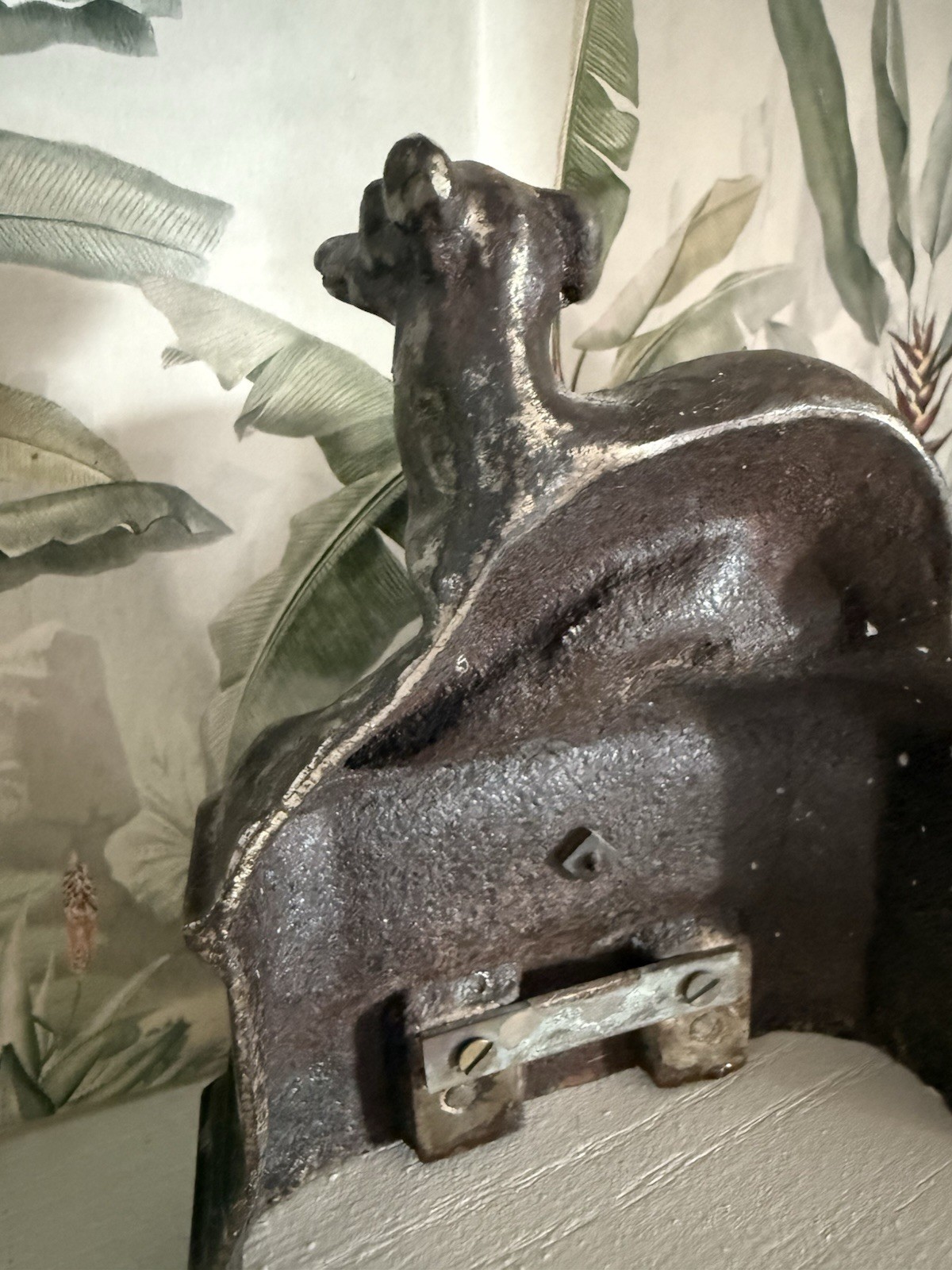 Antique French Victorian Bronze Greyhound Dog Fireplace Mantel Ornament c1900