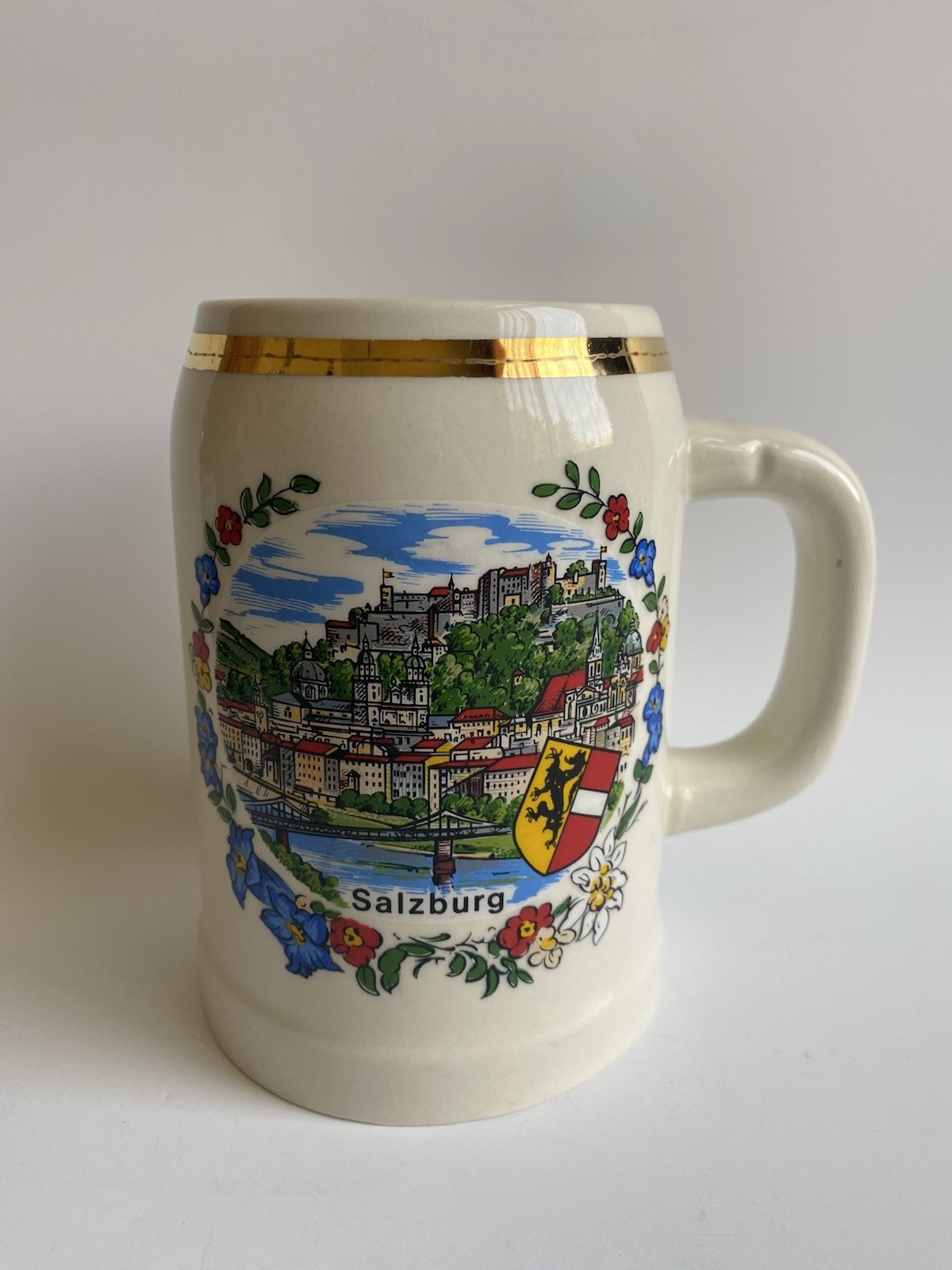 SALZBURG Austria Porcelain Beer Mug 5.5”H