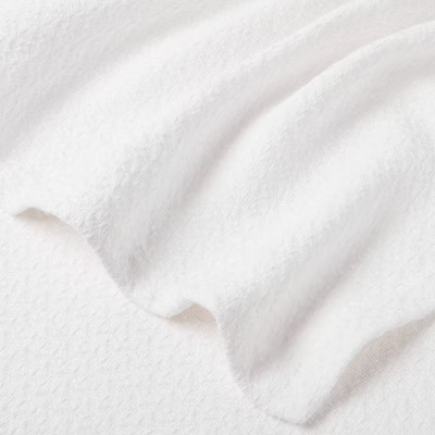 Threshold Throw Bed Blanket Oversized Cotton 92x90 Lightweight White Full/Queen