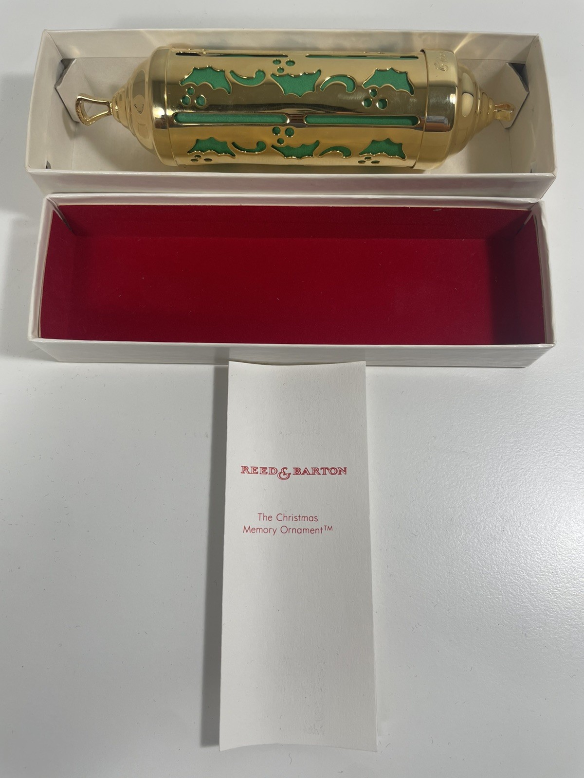 Vintage REED & BARTON Christmas memory ornament Gold-Plated Time Capsule 1982