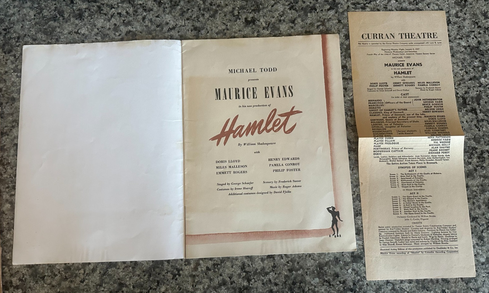 MAURICE EVANS 1947 S.F. CURRAN THEATRE HAMLET PROGRAM SHAKESPEARE MICHAEL TODD