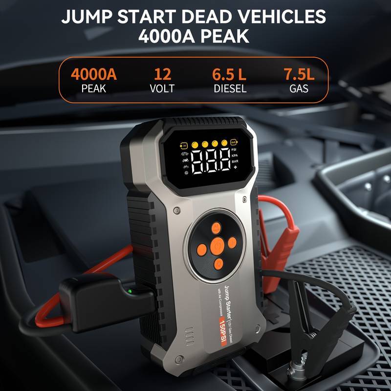4000A Car Jump Starter With Air Compressor Pack Booster 12V Power Bank