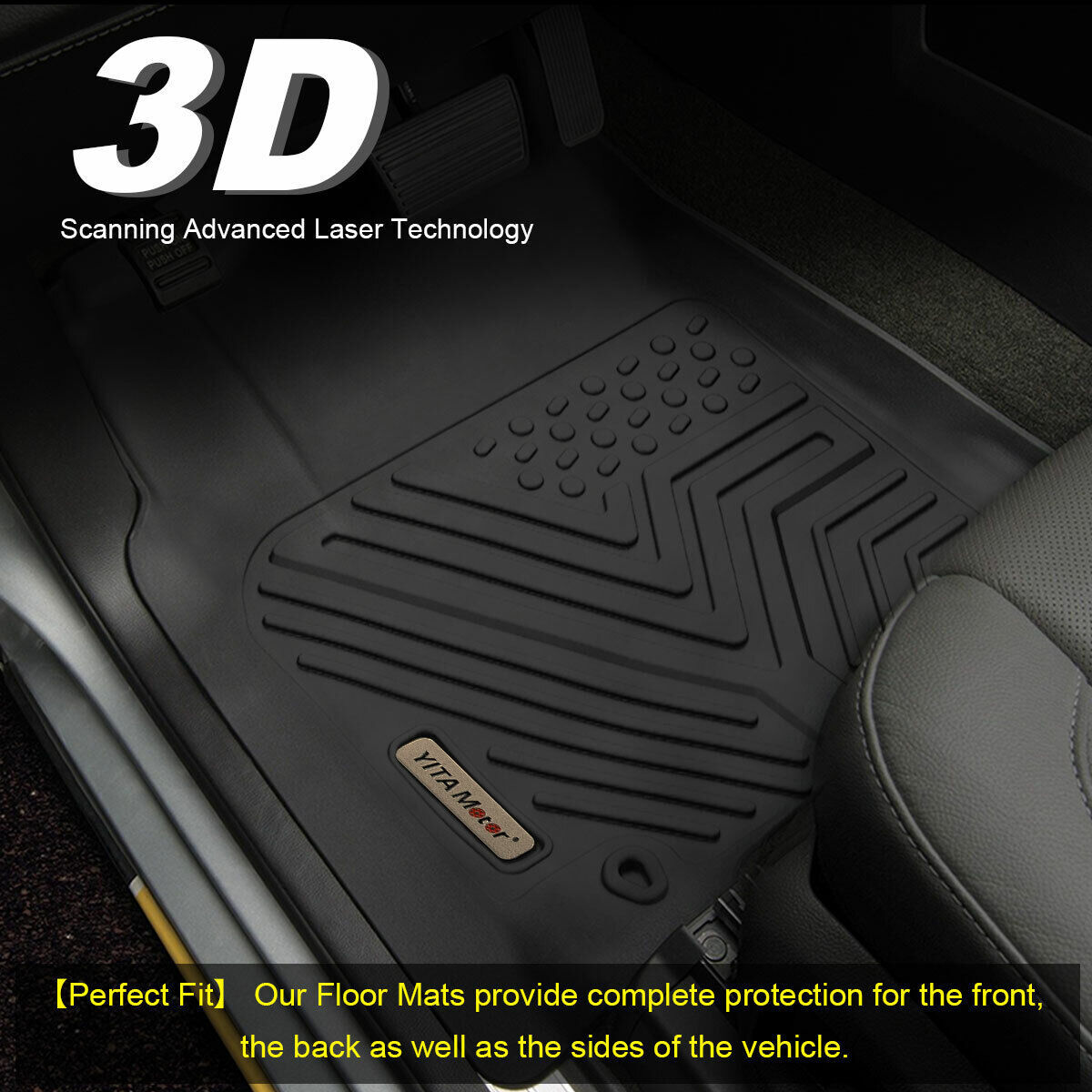 For 2008-2020 Dodge Grand Caravan Floor Mats Black Rubber All Weather Protection