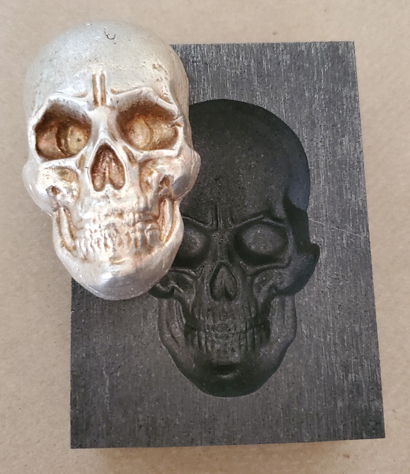Skull 10 Ounce 3D Graphite Ingot Mold Gold Silver Copper Tin Melting Casting