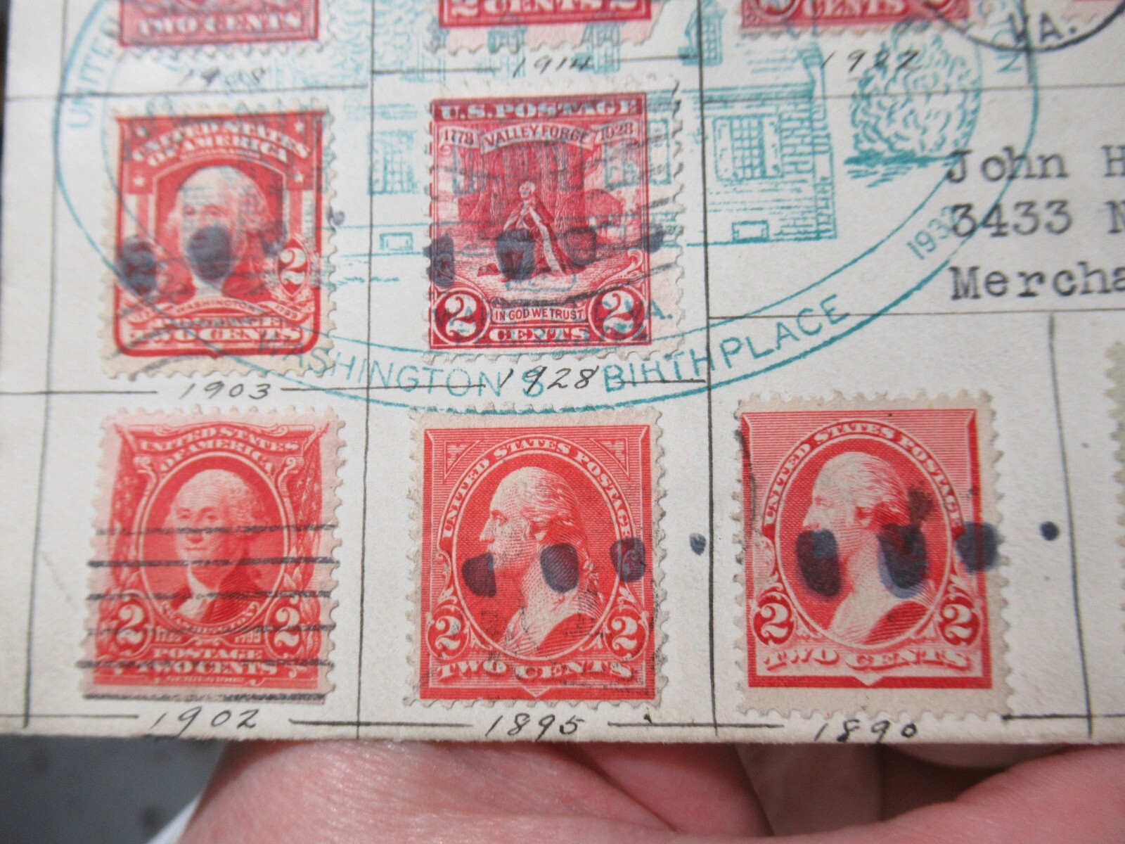 RARE 1932 Stamped Cover, Washington 200th Anniversary, 13 Stamps 1870-1932