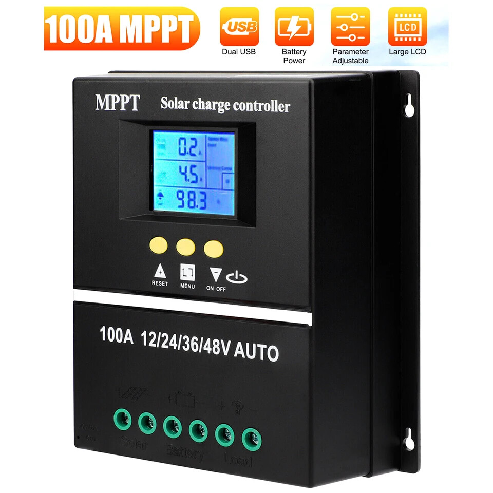 4000W 100A MPPT Solar Charge Controller 12V/24V/36V/48V Battery PV Regulator USB