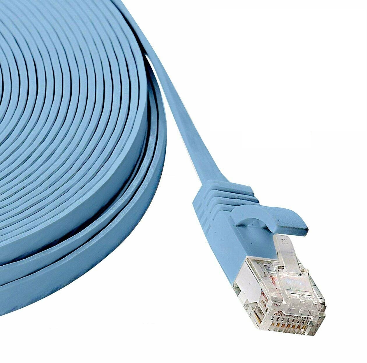 RJ45 CAT6 6FT 10FT 30FT 50FT 100FT 200FT Ethernet Network Cable Cord Flat LOT US