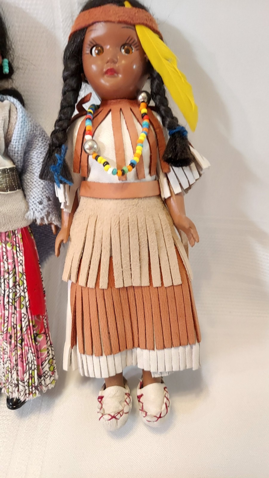 Three Vintage 7.5” Native American Dolls With Sleepy Eyes. (U12)