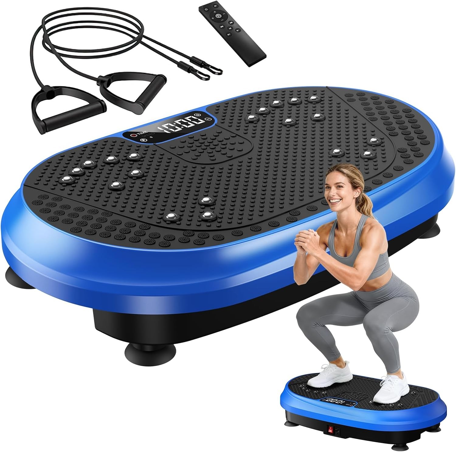 Vibration Plate Exercise Machine Bluetooth Lymphatic Drainage Home Blue