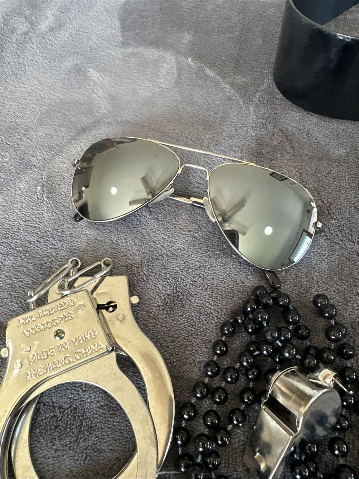 Halloween Police Officer Costume Adjustable Tie Belt Adult Woman Whistle