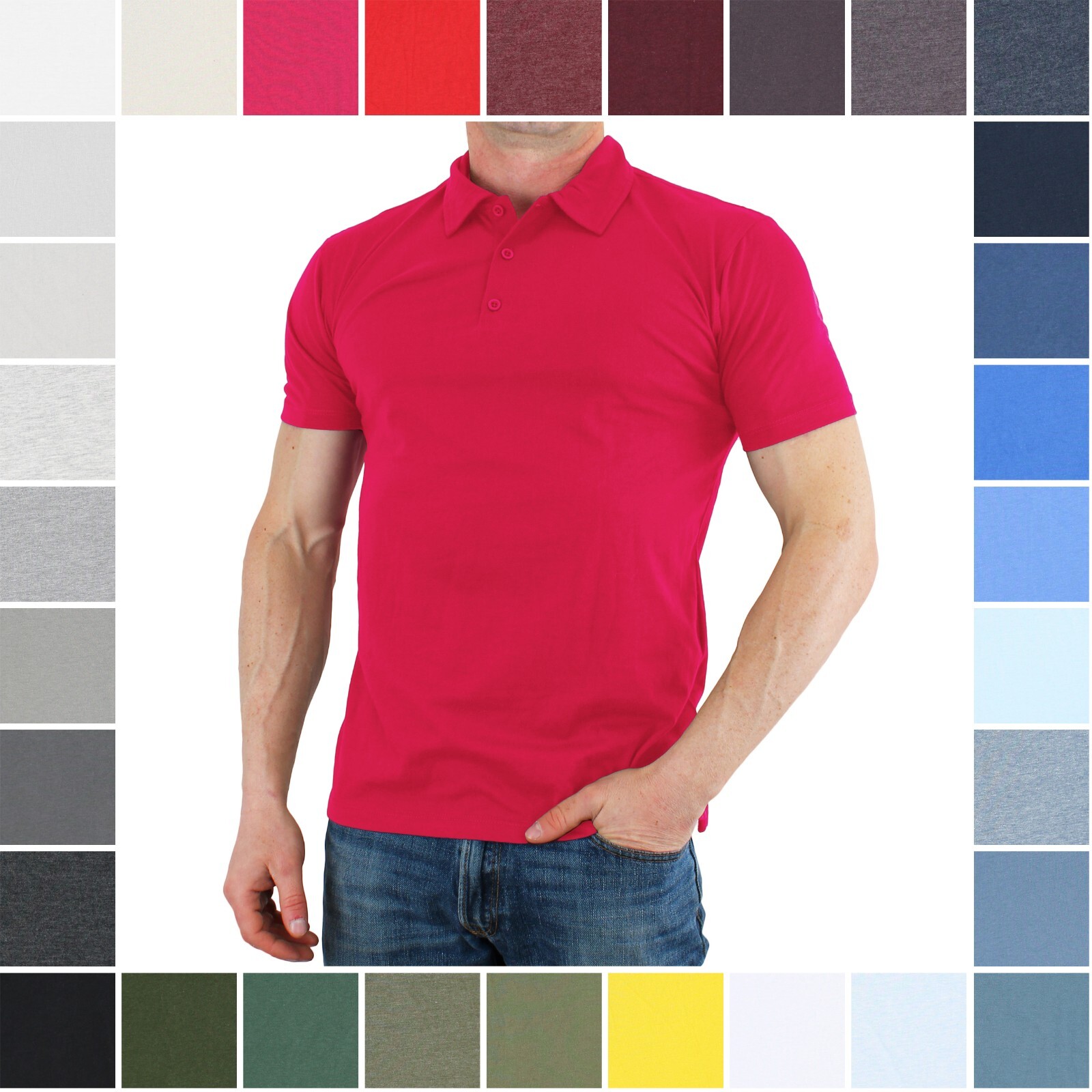 True Classic Polo Shirt, Men's Premium Fitted Short Sleeve, Athletic Cut