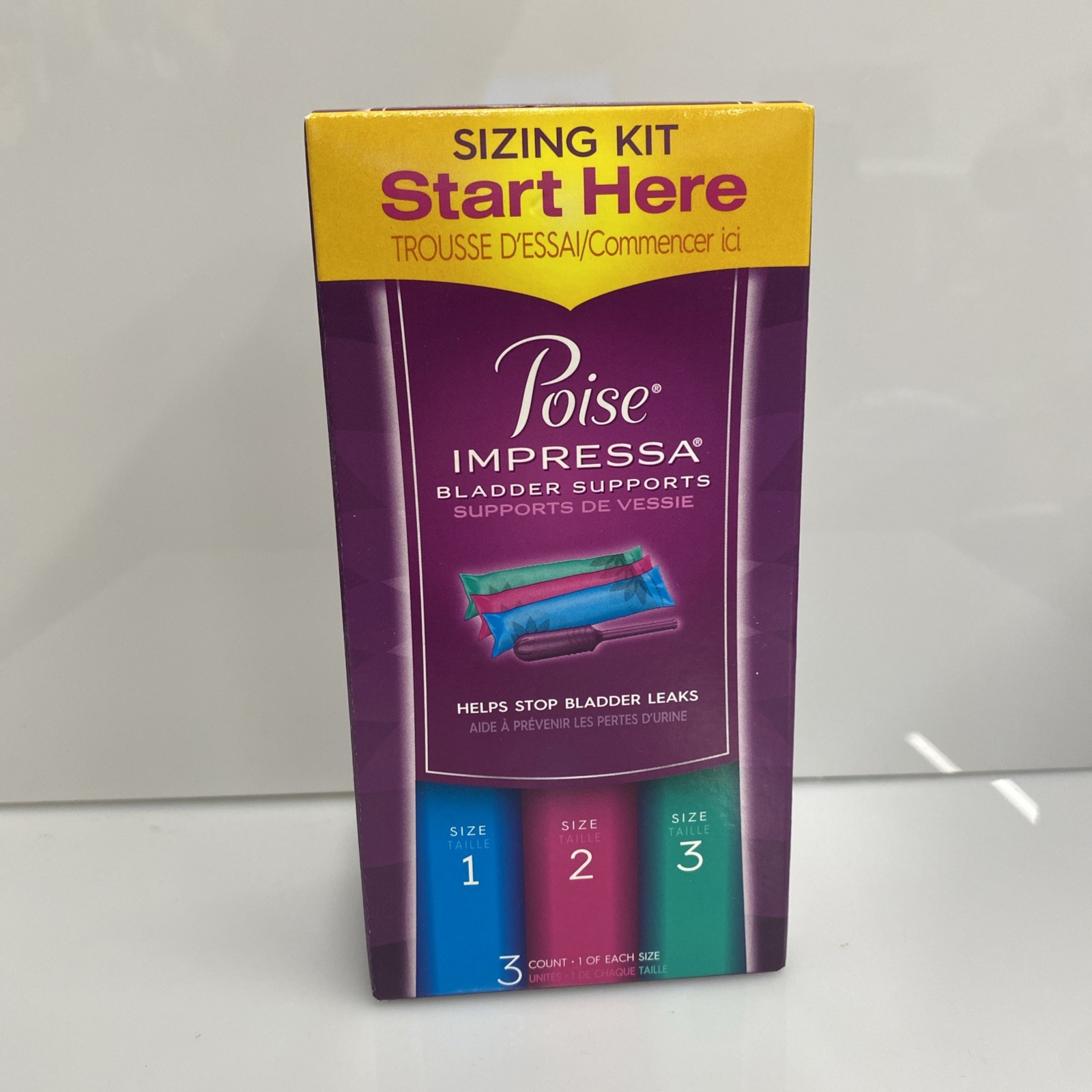 Poise Impressa Women's Bladder Supports 3 CT 1 Of Each Size 1 - 2 - 3 With Box
