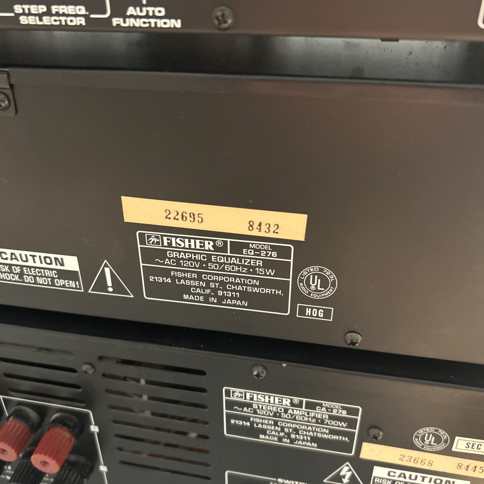 Fisher CA-276 S + EQ-FM-276 and eq-276. 3 lot set.