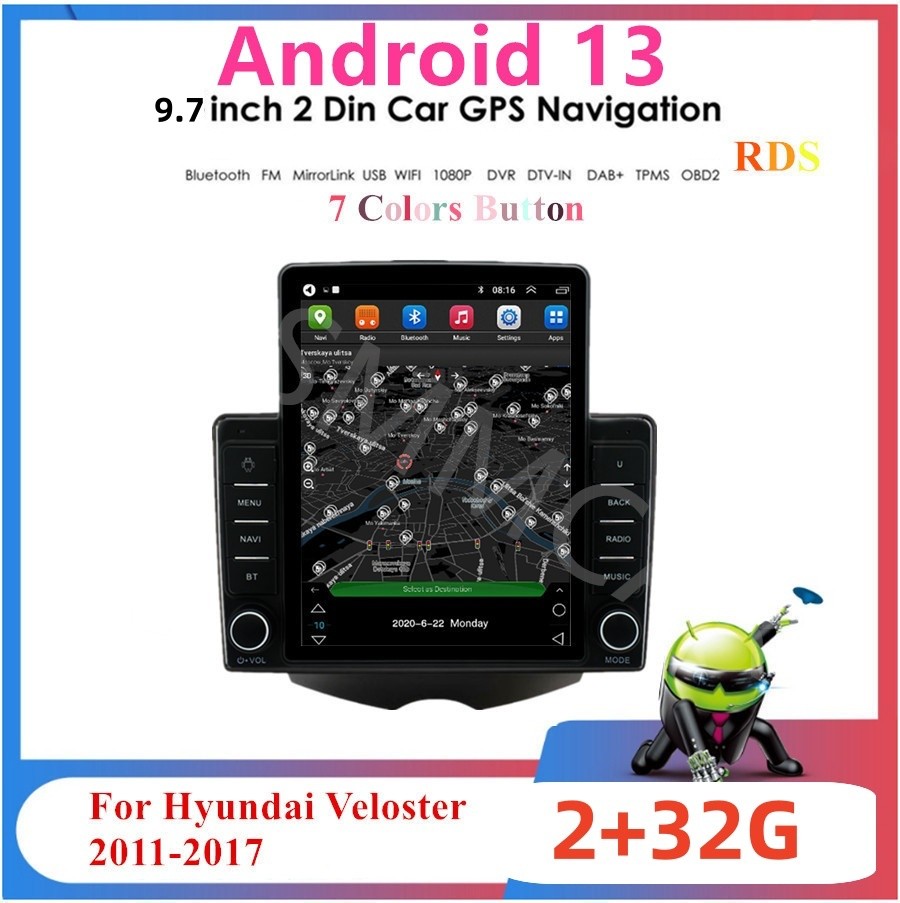 Stereo Radio For Apple Carplay Android Auto Fit For Hyundai Veloster 2011-2017