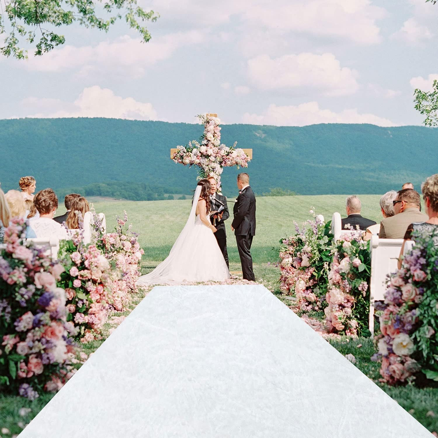 White Aisle Runner for Wedding Velvet Aisle Carpet 2Ftx15Ft Wedding Accessories