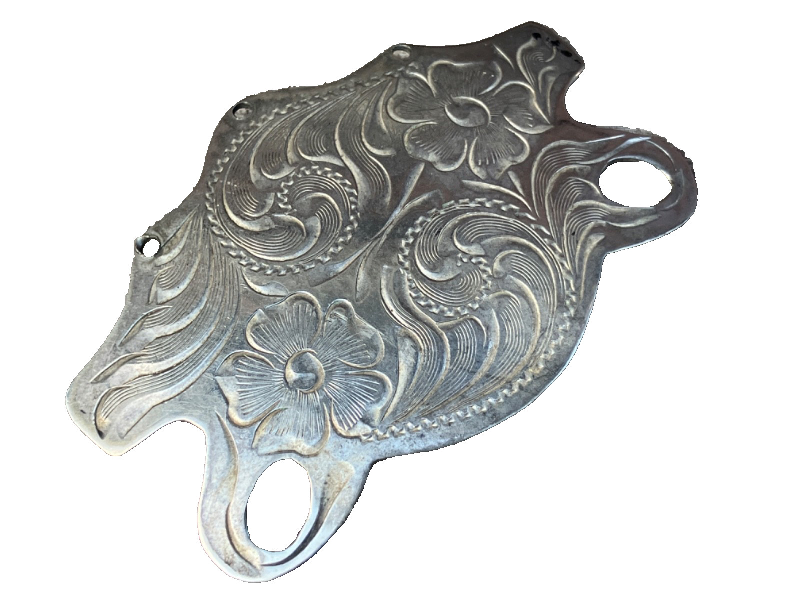 GERMAN SILVER MEXICO WESTERN SINGLE BOOT KILTIE KILTY w ENGRAVED FLOWER