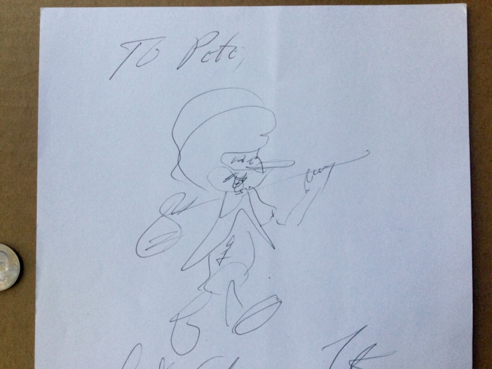 FATS DOMINO 1928-2017 rare hand drawn sketch signed.