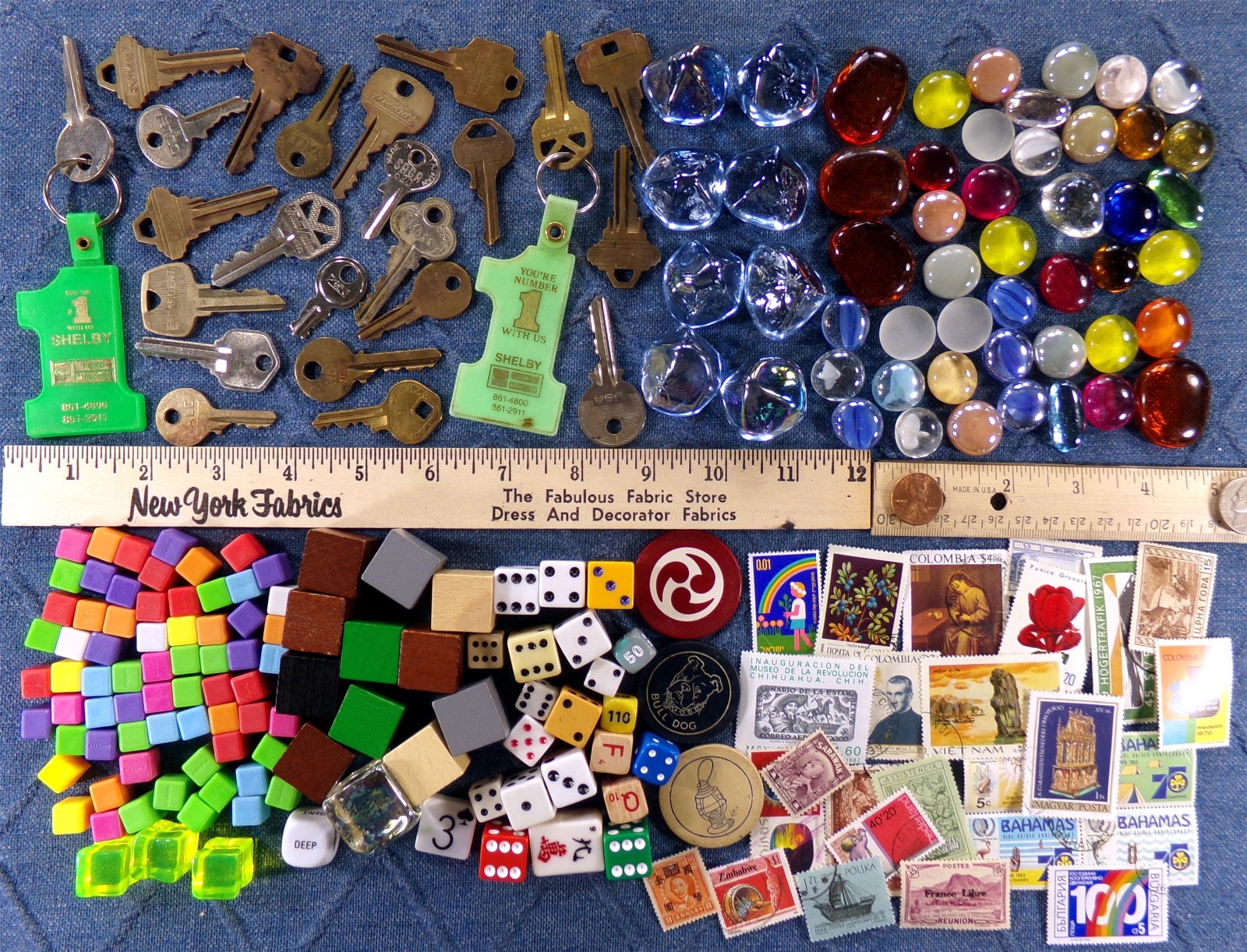 CRAFT LOT, 5 LB BULK MIX: Bead Button Pin Pendant Charm Patch Gem Key Stamp Dice