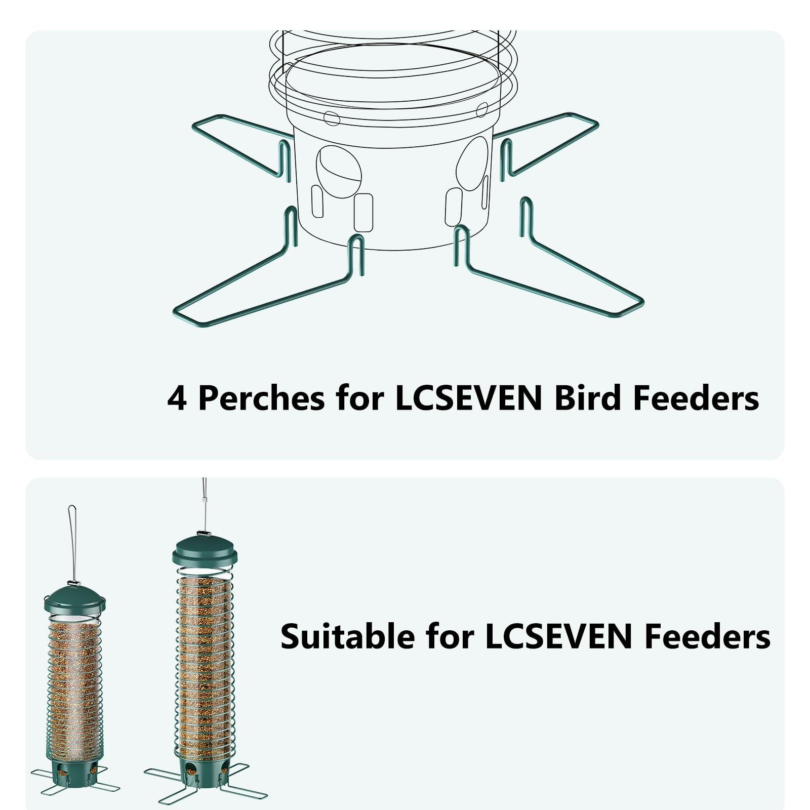 LCSEVEN Metal Feeding Ports Stands for Bird Feeder 4-Pack, Standing Green