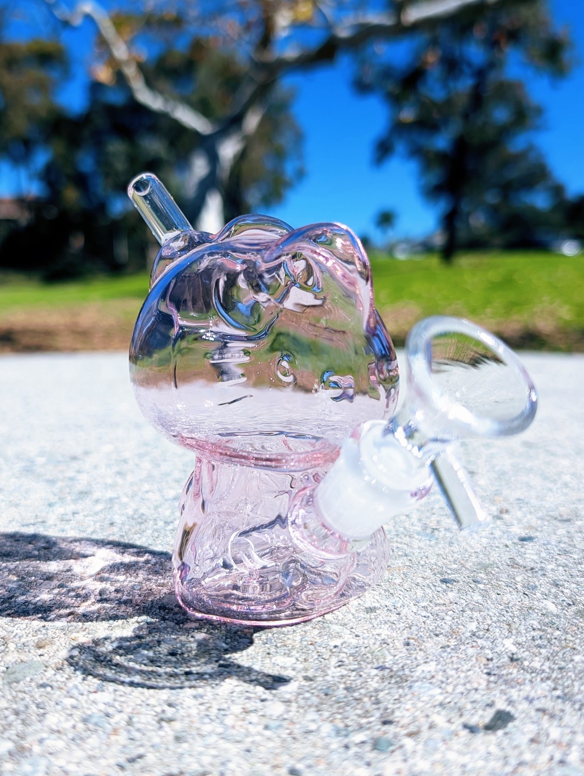 4.5 Inch Cute Pink Kitty Glass Bong Quality Tobacco Smoking Water Pipe Hookah