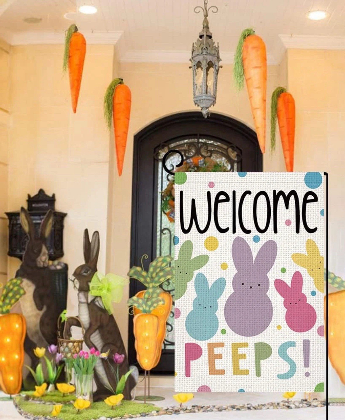Spring Peeps EASTER GARDEN FLAG 12" x 18" ~ WELCOME PEEPS ~ Vibrant Colors
