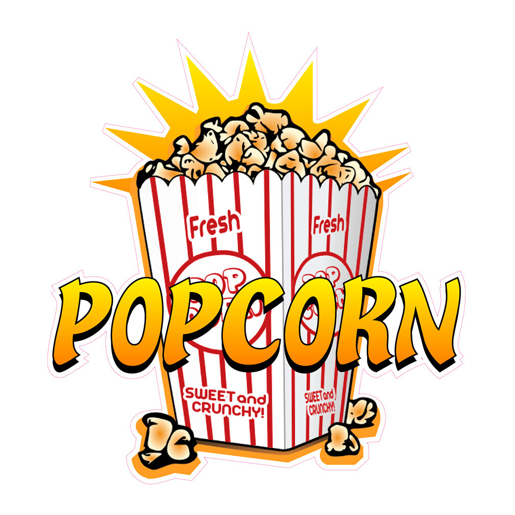 Food Truck Decals Popcorn Style C Food & Beverage Concession Sign Yellow
