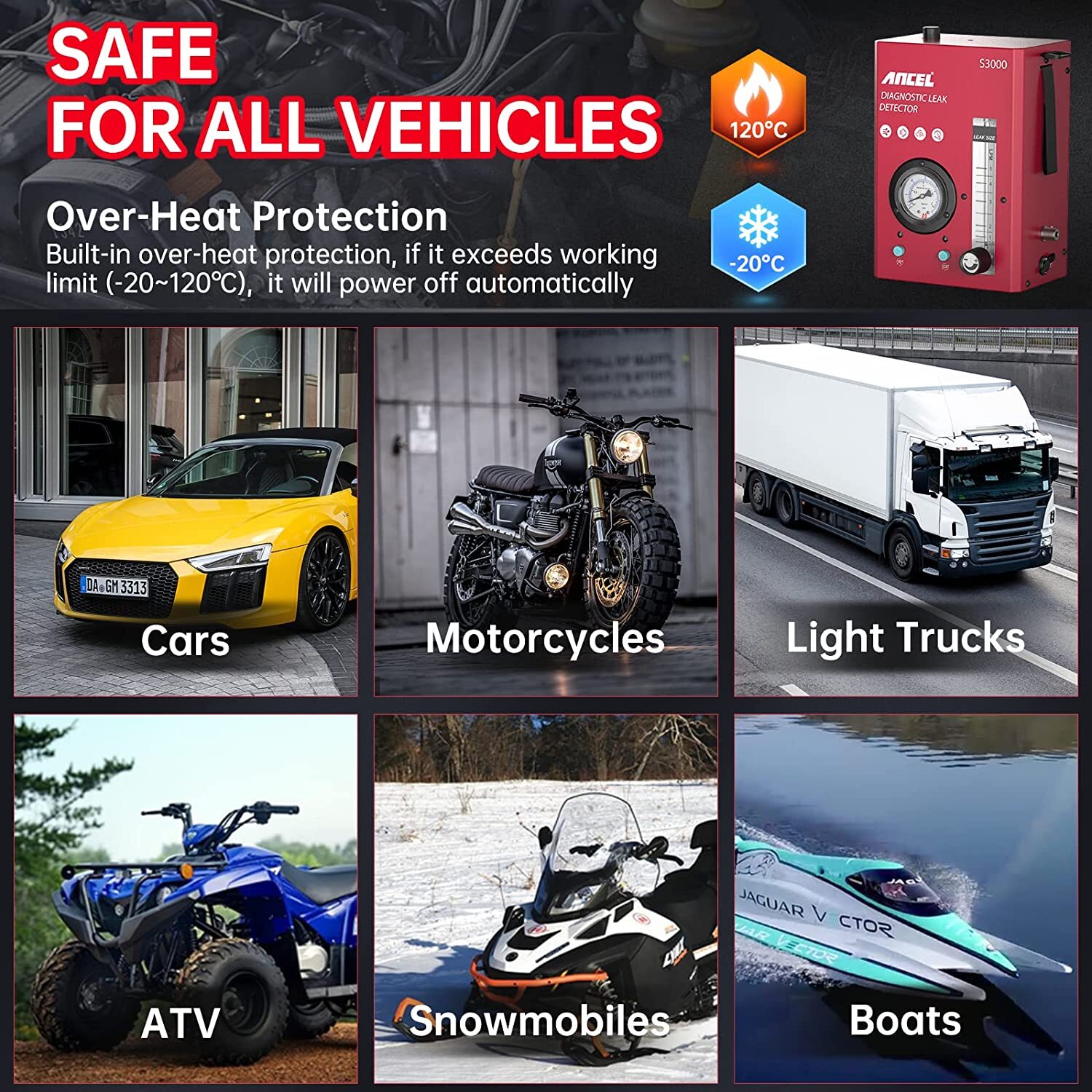 Automotive EVAP Vacuum Smoke Leak Detector Machine Pipe System Diagnostic Tester