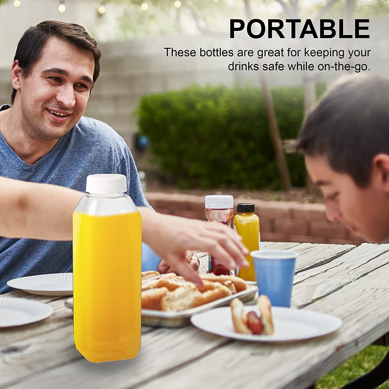 MT Products Empty Clear PET Plastic Juice Bottles with Caps 16 oz - Pack of 12