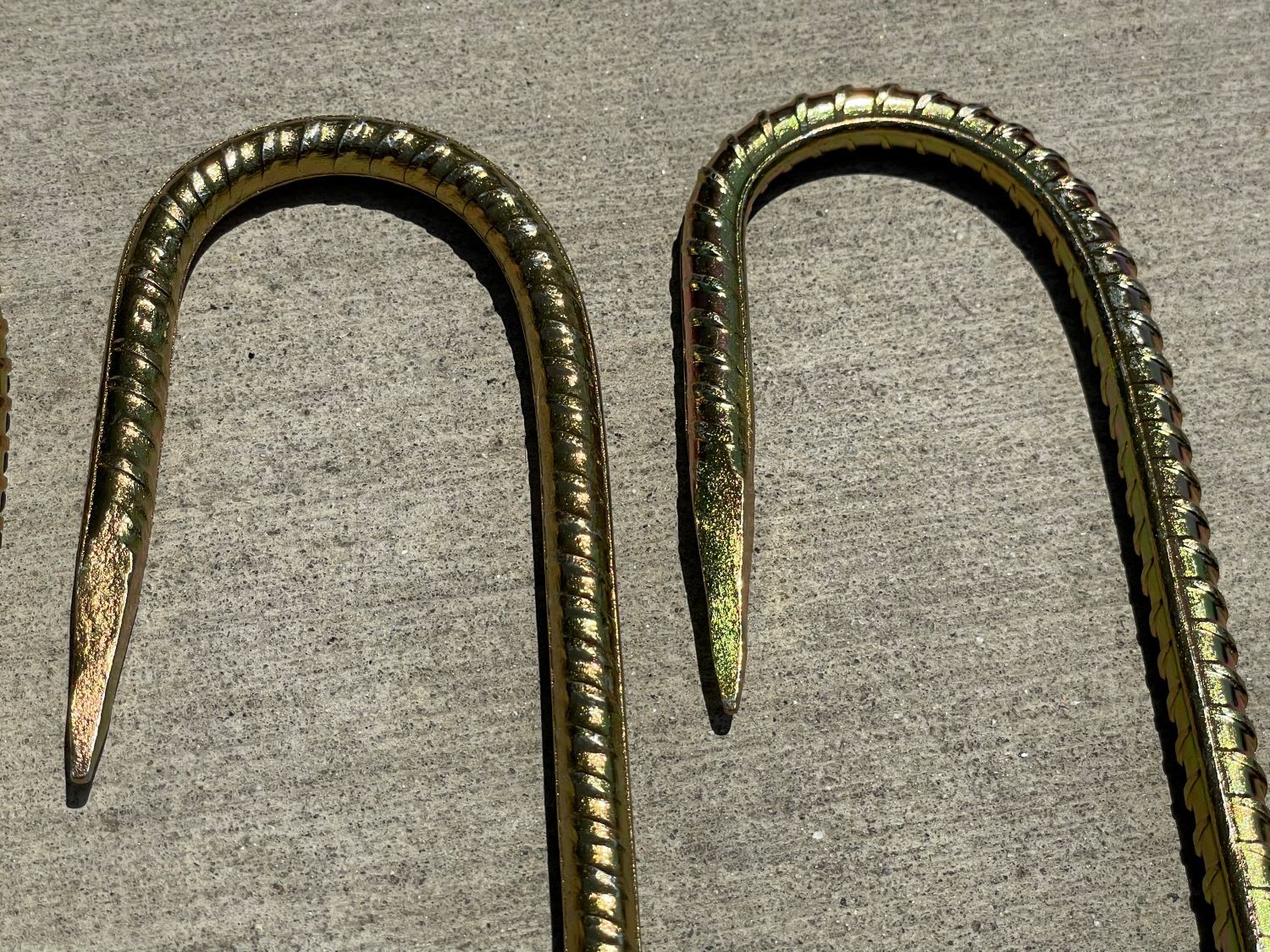 Sandbaggy 16" J Hook Rebar Stakes - Galvanized Steel - 5/16" Diameter