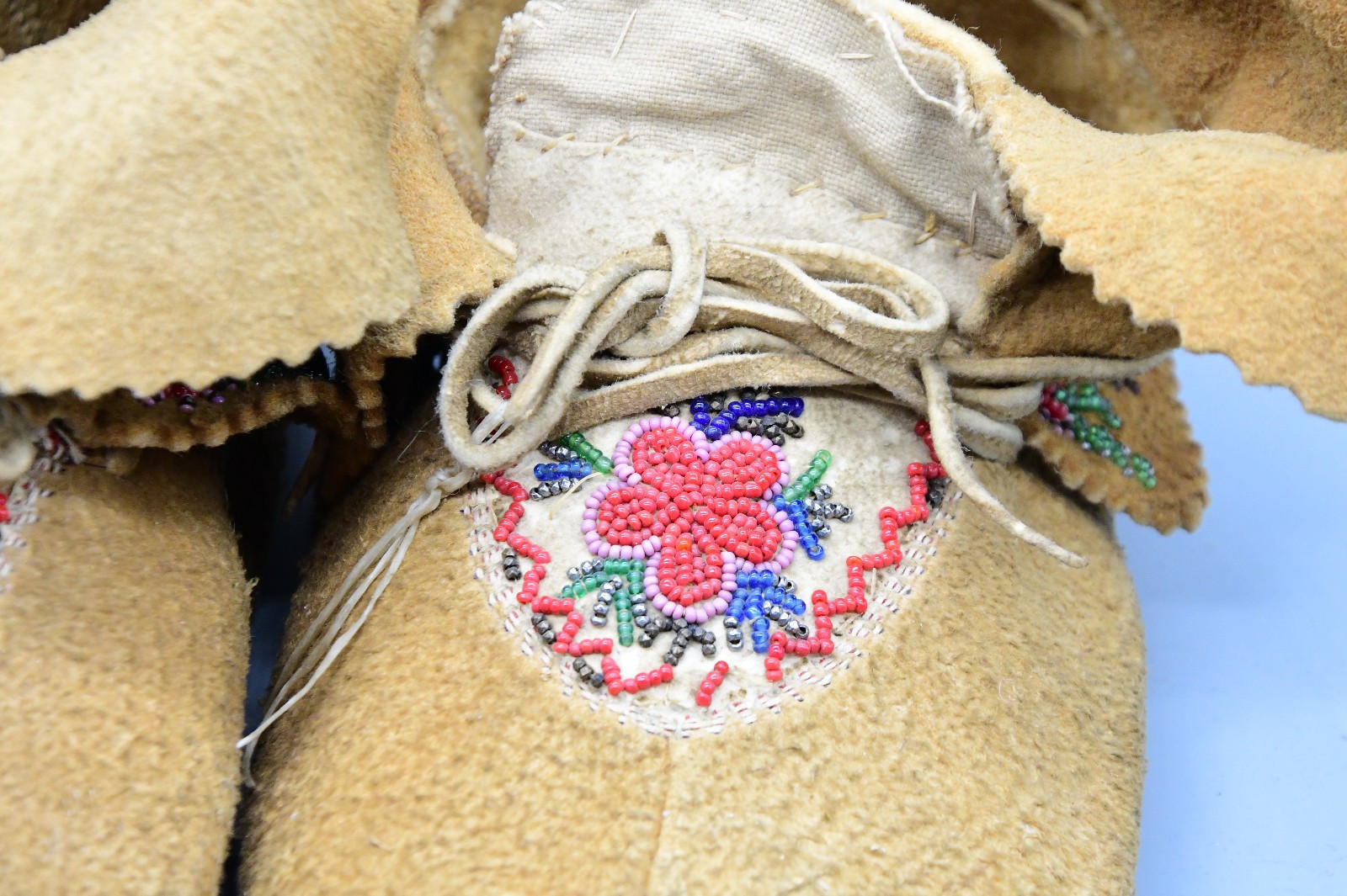 Chippewa Moccasins Part Sinew Sewn Smoked Moosehide 1880s-1910