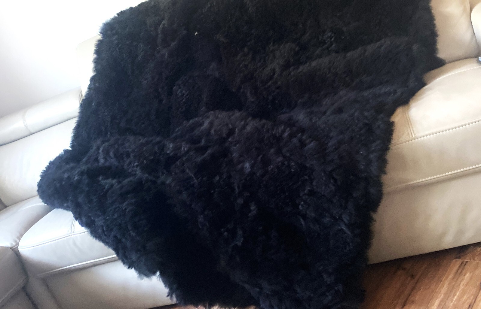 Double Bed Cover Sofa Blanket  TOSCANA  Wool Shearling Sheepskin Rug 160x200cm