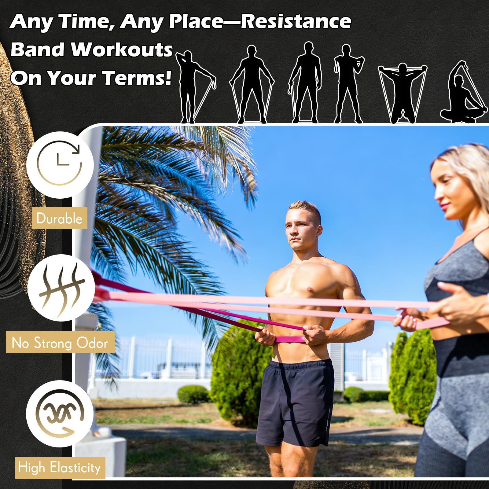 Resistance Bands for Exercise Working Out, 5-Level Pull-Up Assistance Full-Bo...