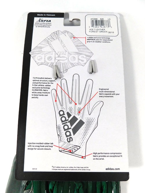 adidas adizero 5-Star 7.0 Leather Forest Green Football Gloves Size Adult L