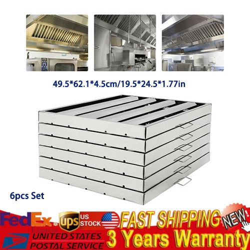Commercial Hood Filters 6Pcs Stainless Steel Grooves Range for Kitchen Exhaust