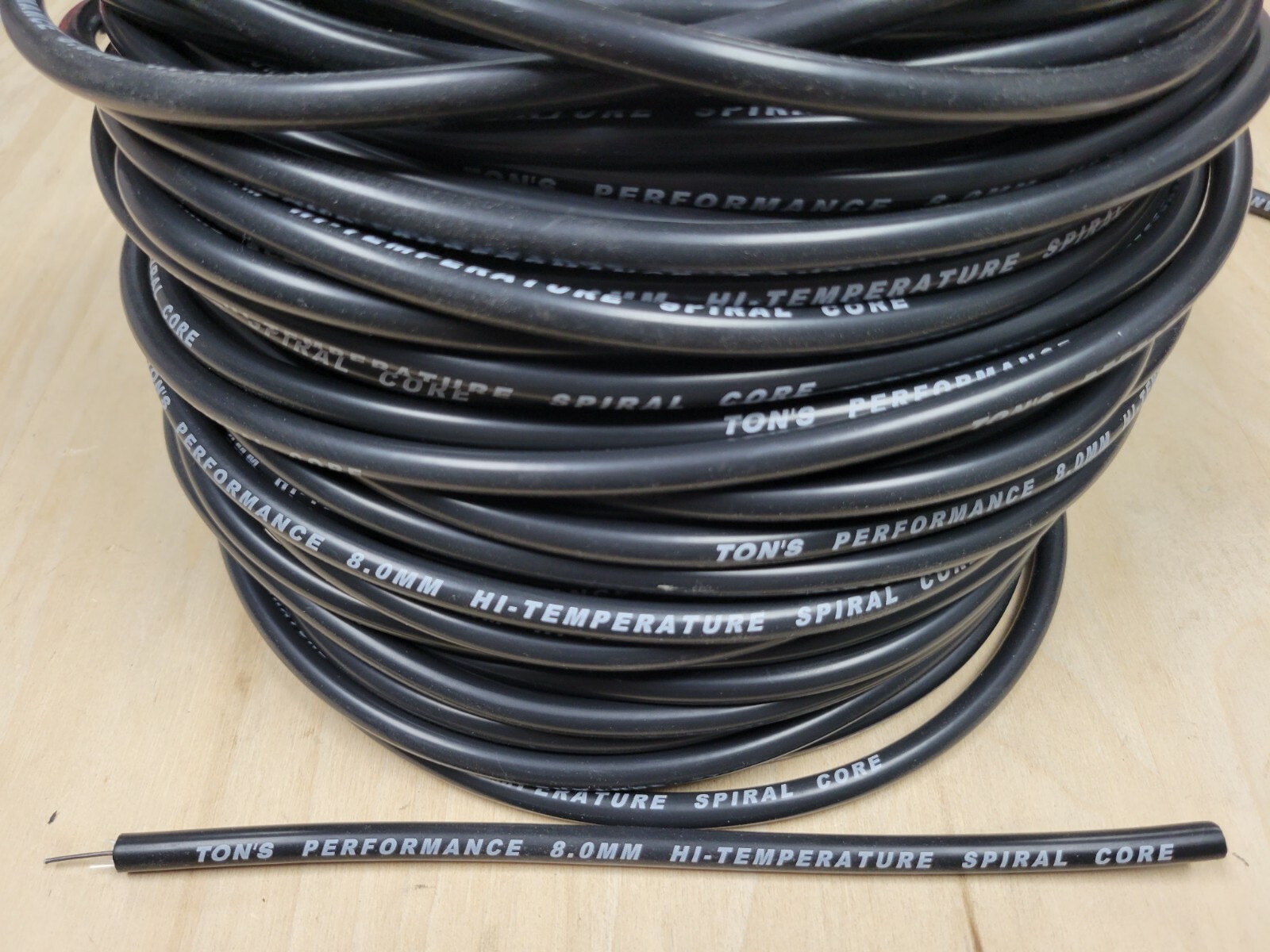 Ton's Performance 8mm BLACK silicone Spiral Core Spark plug wire By the foot