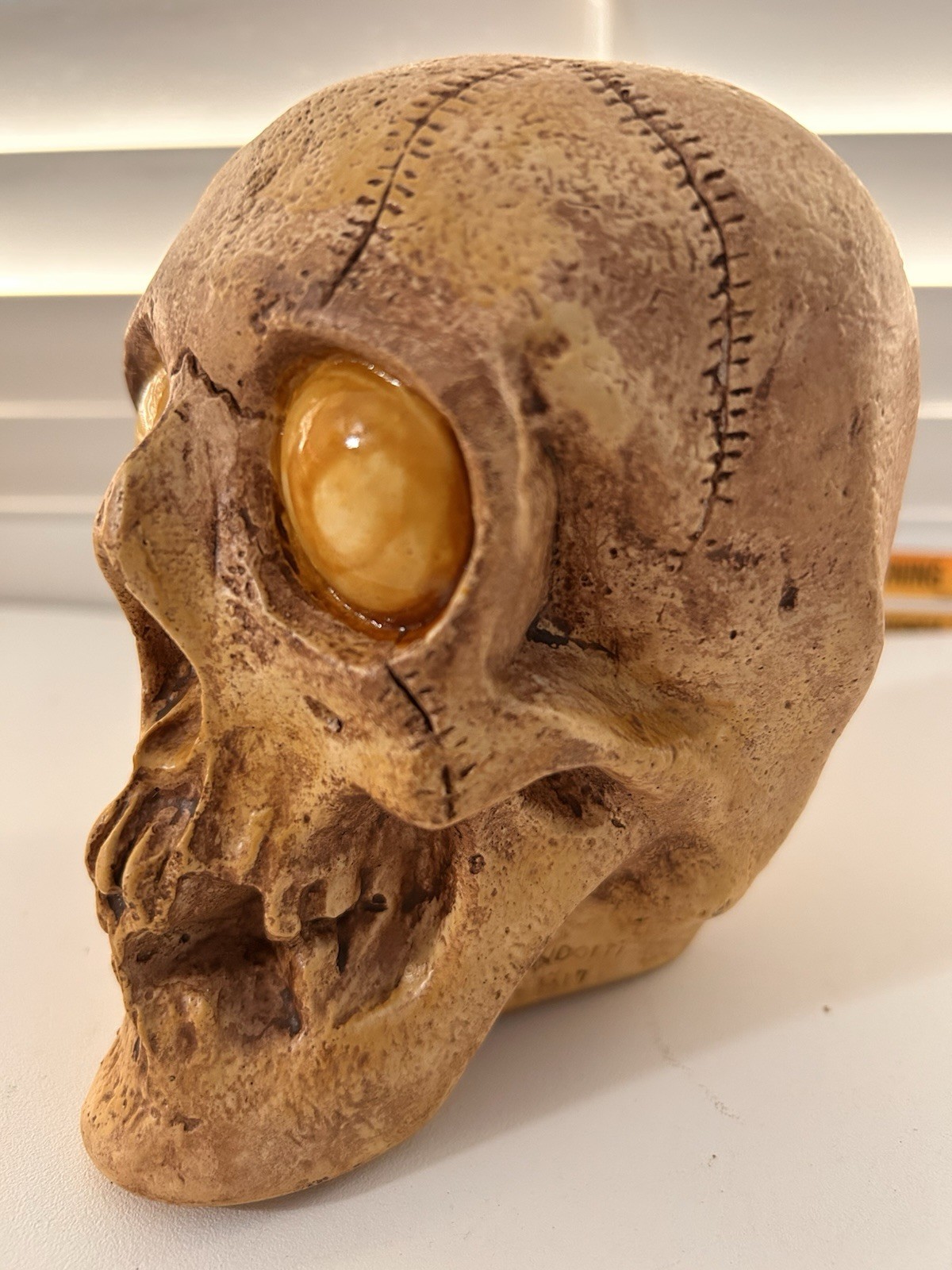 VINTAGE RANDOTTI SAMPLE "GOOGLE YELLOW EYED SKULL" STILL GLOWS IN THE DARK